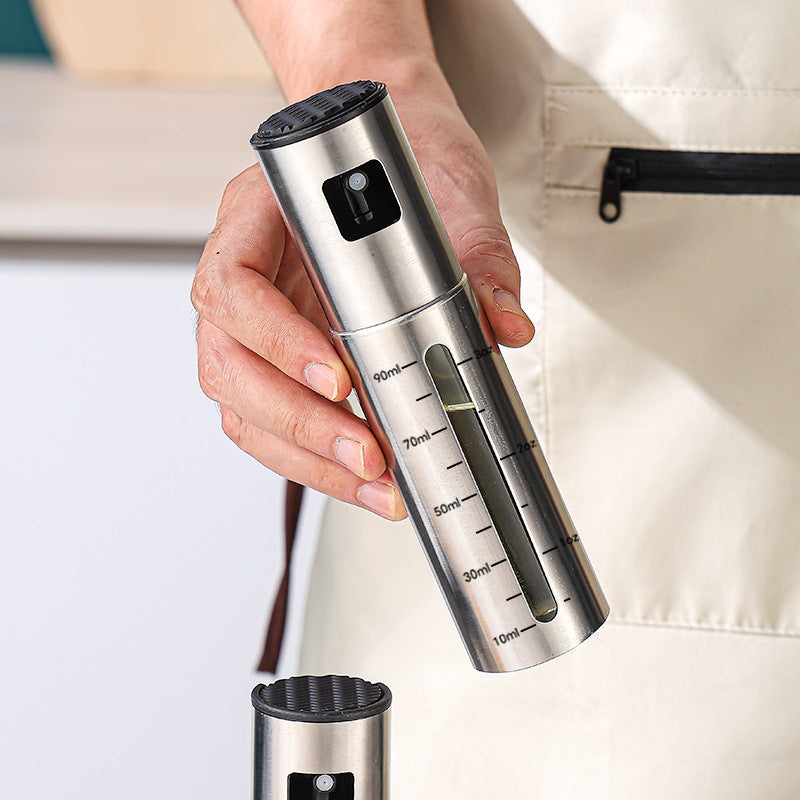Stainless Steel Olive Oil Sprayer Bottle – High-Pressure Leakproof Fuel Spray Mister for Cooking & Barbecue