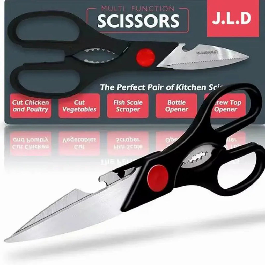 Multifunctional Heavy-Duty Food Scissors – Sharp Kitchen Shears with Walnut Cracker, Bottle & Can Opener