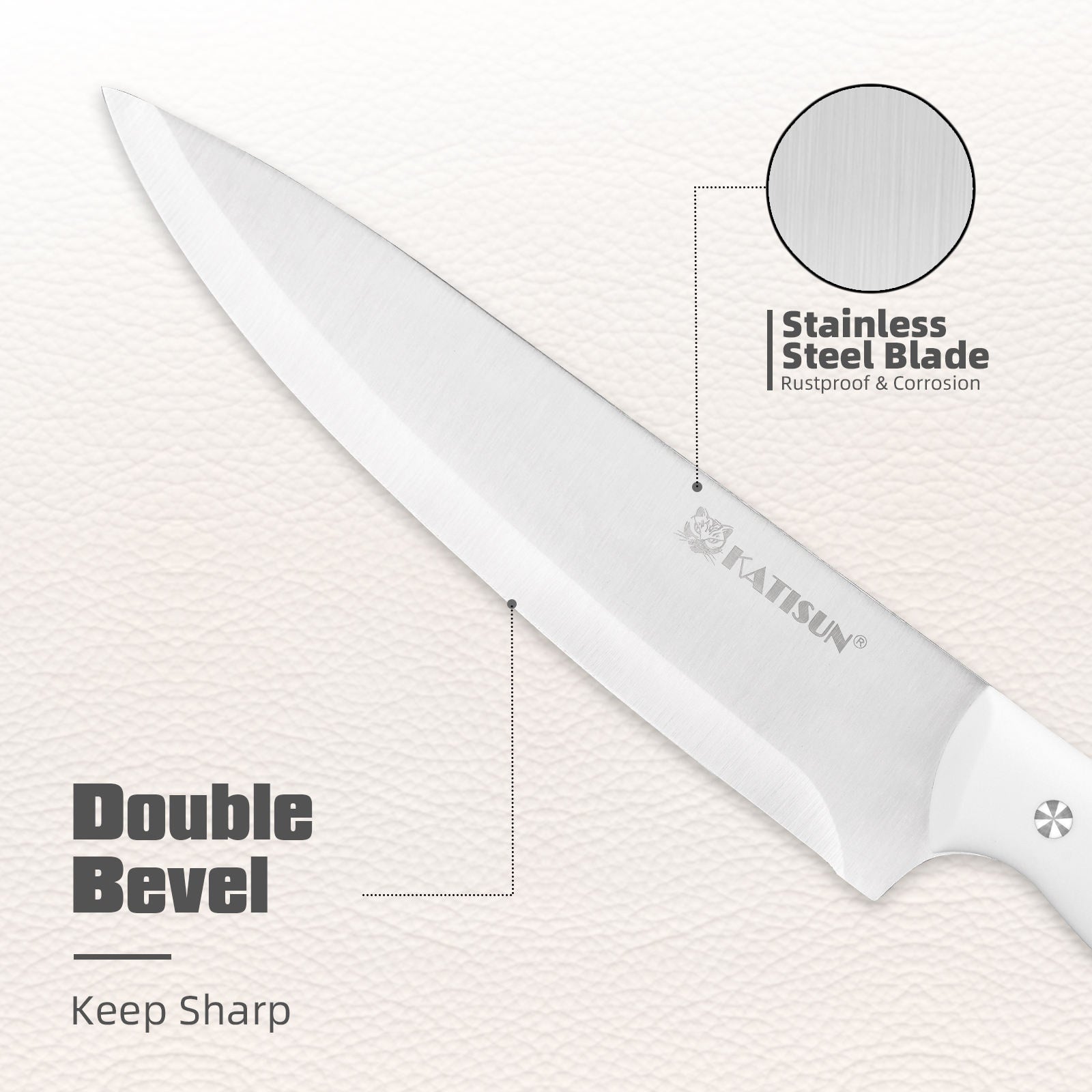 15-Piece White High-Carbon Steel Knife Set – Professional Kitchen Knives with Built-in Sharpener Block & Scissors