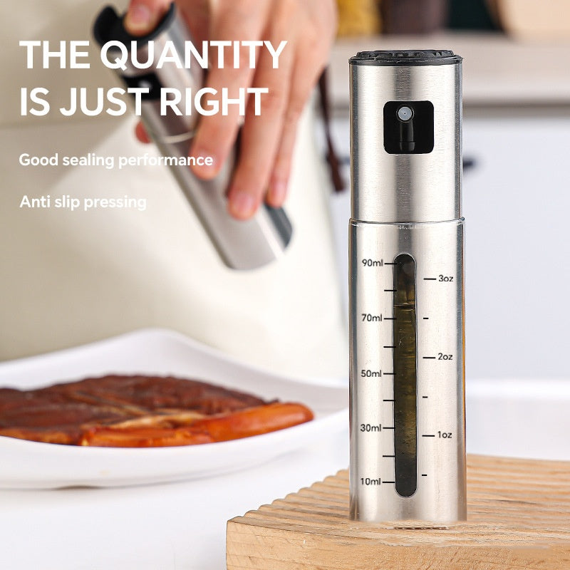 Stainless Steel Olive Oil Sprayer Bottle – High-Pressure Leakproof Fuel Spray Mister for Cooking & Barbecue