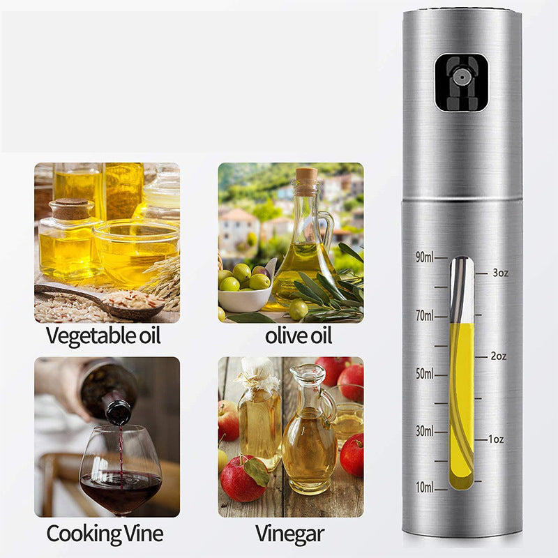 Stainless Steel Olive Oil Sprayer Bottle – High-Pressure Leakproof Fuel Spray Mister for Cooking & Barbecue