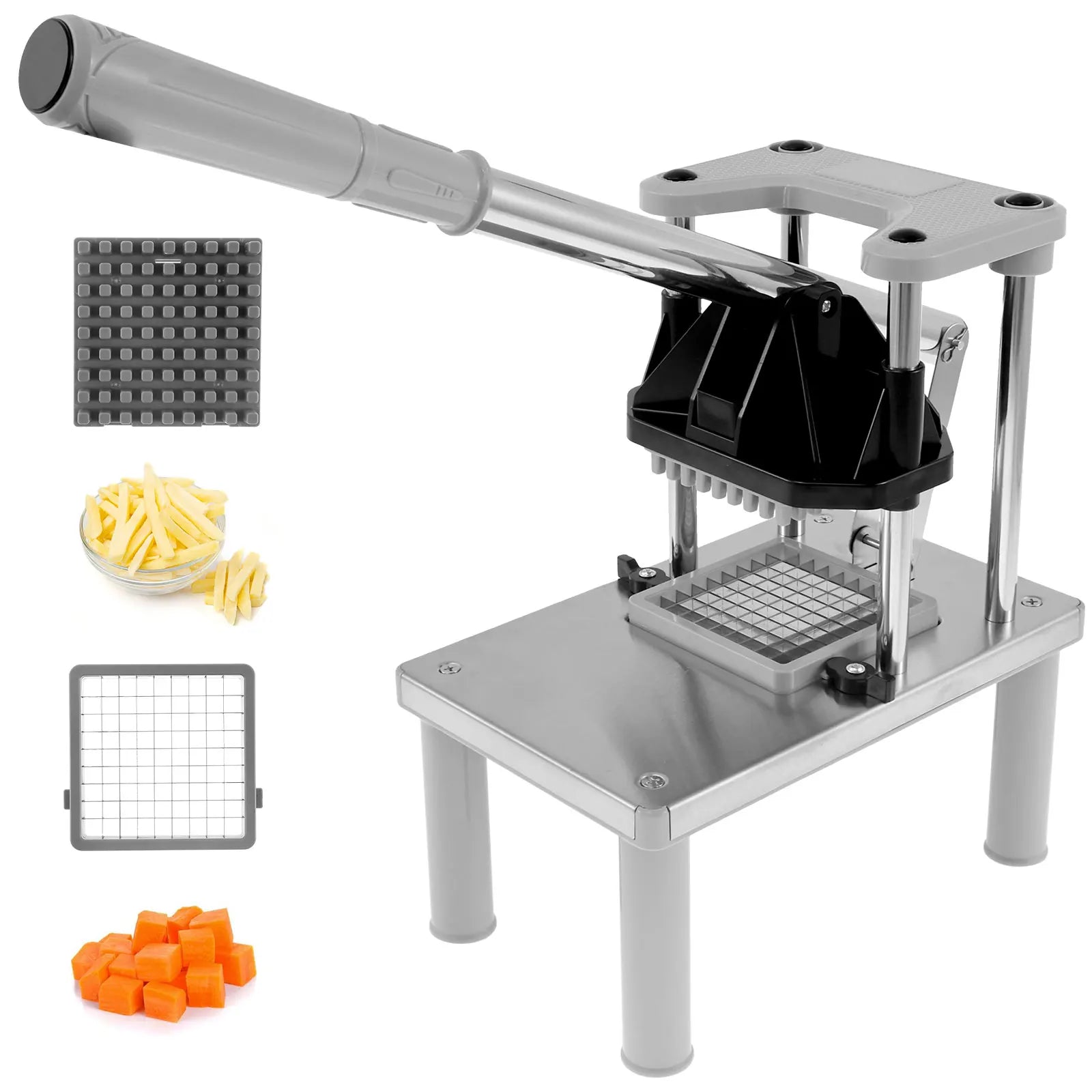 1 Pc Multi-functional Vegetable Fruit Chopper Stainless Steel Potato Slicer with 2 Replacement Blades Manual French Fry Cutter