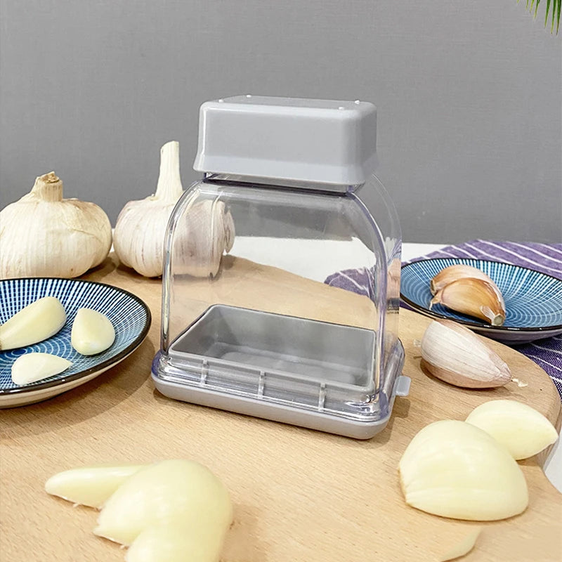 Manual Garlic Press and Grater Tool - Stainless Steel Garlic Chopper, Cutter & Peeler Set