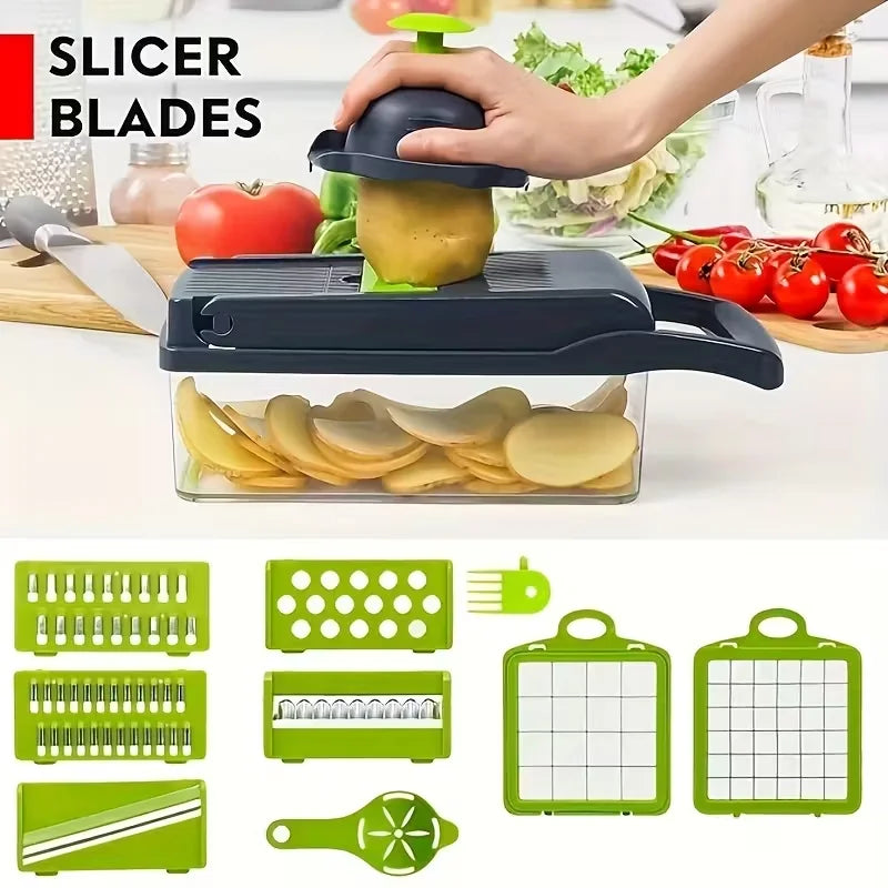 14-in-1 Vegetable Chopper & Food Dicer – Onion Slicer, Grater & Kitchen Cutter All-in-One Tool