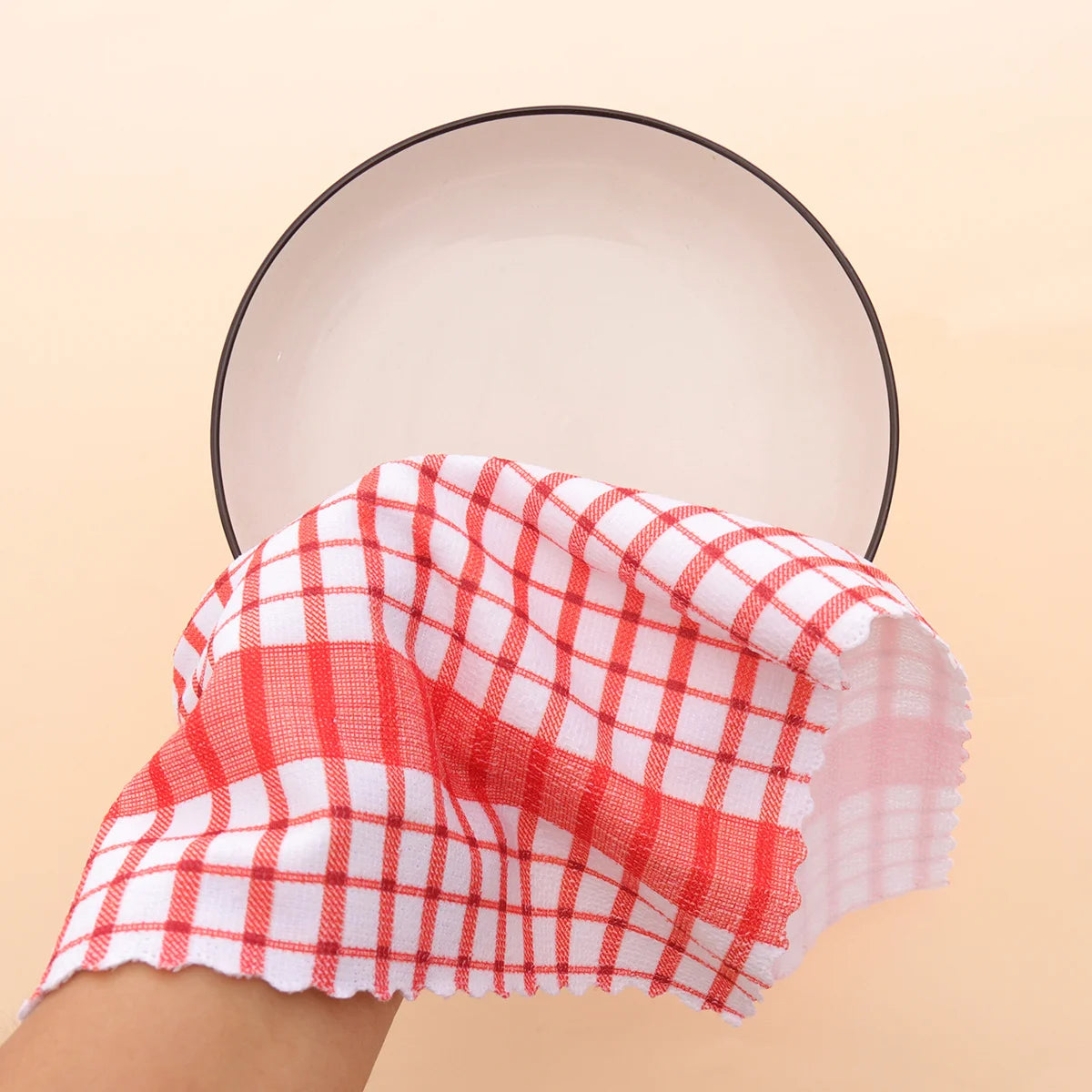 6pcs/12pcs Modern Printed Checkered Dish Towels, Scouring Pads, Kitchen Towels, Super Soft with Strong Absorbency Kitchen Towels