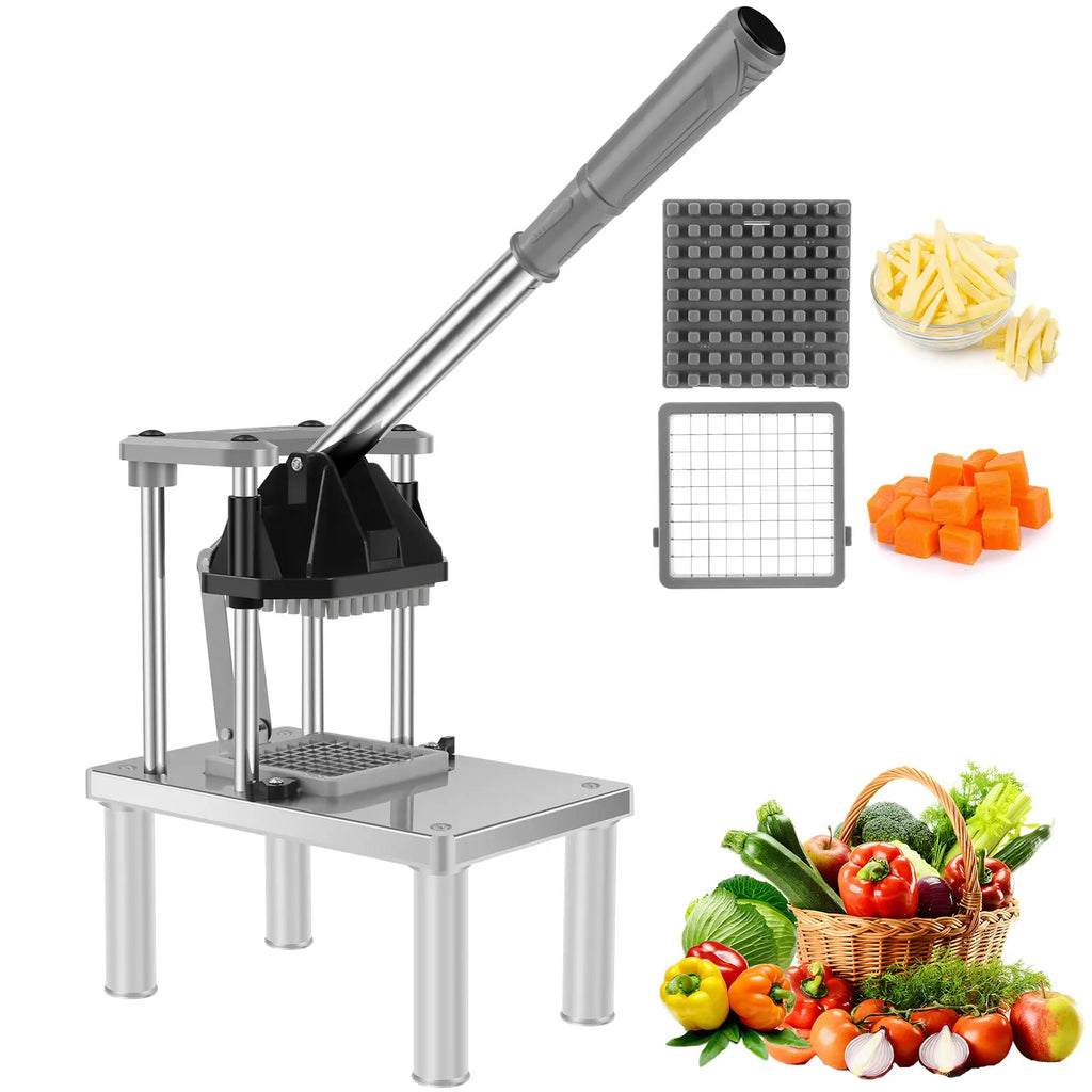1 Pc Multi-functional Vegetable Fruit Chopper Stainless Steel Potato Slicer with 2 Replacement Blades Manual French Fry Cutter