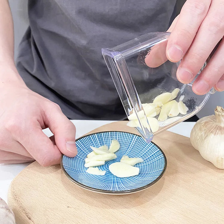 Manual Garlic Press and Grater Tool - Stainless Steel Garlic Chopper, Cutter & Peeler Set