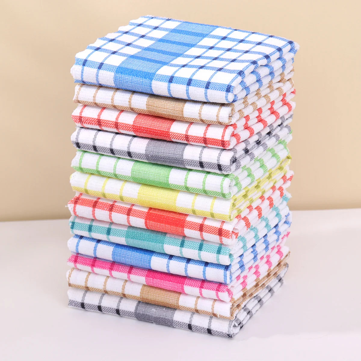 6pcs/12pcs Modern Printed Checkered Dish Towels, Scouring Pads, Kitchen Towels, Super Soft with Strong Absorbency Kitchen Towels