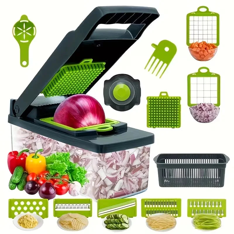 14-in-1 Vegetable Chopper & Food Dicer – Onion Slicer, Grater & Kitchen Cutter All-in-One Tool