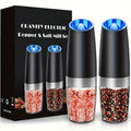 2-Pack Gravity Electric Salt & Pepper Grinder Set – Auto Tilt-to-Grind, Adjustable Coarseness, Battery Powered Mill