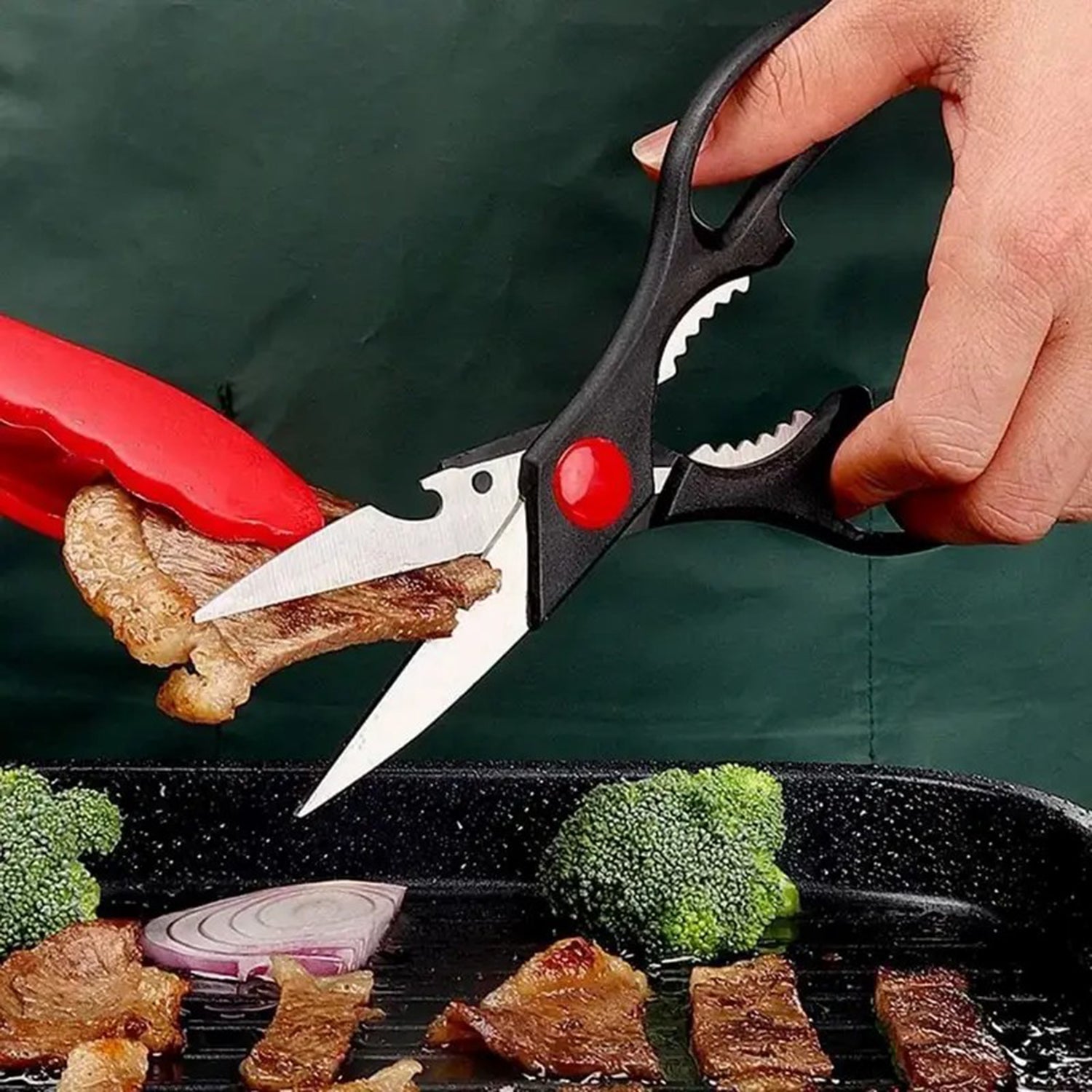 Multifunctional Heavy-Duty Food Scissors – Sharp Kitchen Shears with Walnut Cracker, Bottle & Can Opener