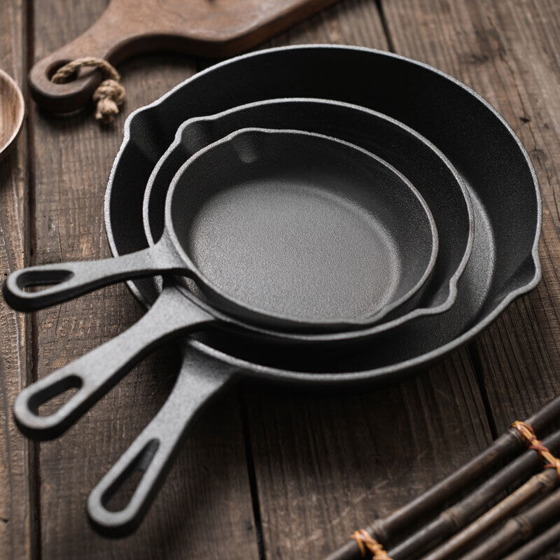 Pre-Seasoned Cast Iron Skillet Set – 3-Piece Non-Stick Griddle Pan