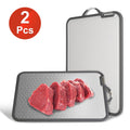 2-Piece Double-Sided Cutting Board Set – Stainless Steel & Plastic Chopping Board with Sharpener & Grinding Zone