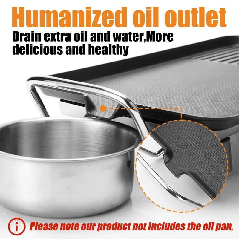 48cm Electric Teppanyaki Table Top Griddle BBQ Hot Plate Barbecue Grill Pan Non-Stick